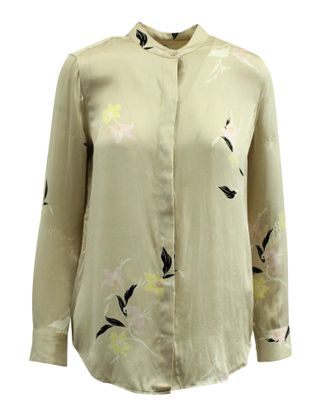 Equipment Floral Print Blouse in Beige Silk