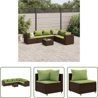 vidaXL Vidaxl Set Muebles De Jard&iacute;n 7 Piezas Y Cojines Rat&aacute;n Sint&eacute;tico Marr&oacute;n
