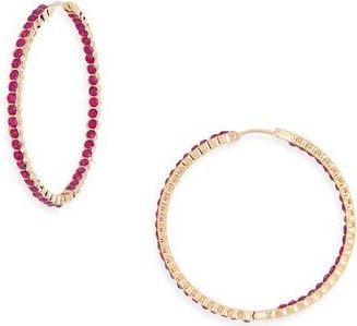 Nordstrom Rack Crystal Inside Out Hoop Earrings in Pink- Gold at Nordstrom Rack