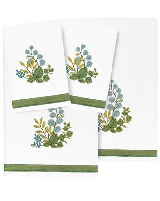 Linum Home Textiles 100% Turkish Cotton Botanica 4Pc Embellished Towel Set