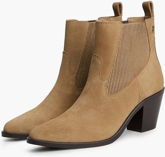 Tommy Hilfiger Womens Suede Western Chelsea Ankle Boot - Safari Canvas - US 6.5 / EU 37
