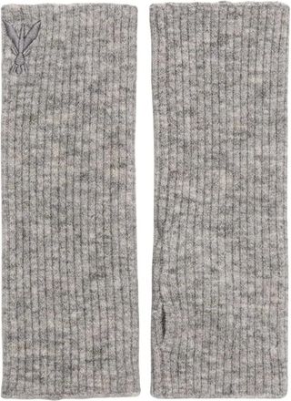 Patrizia Pepe Geribbelde vingerloze handschoenen - Dames - Accessoires - Grijs - Maat: ONE Size Wol