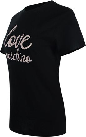 Moschino Love Moschino T-shirt Met Opvallend Roze Logo In Zwart