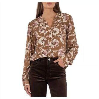 Kut from the Kloth Isley Long Sleeve Top In Mocha