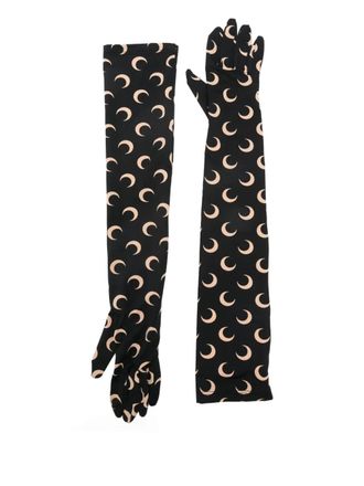 Marine Serre crescent moon print gloves - Black