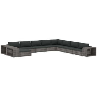 vidaXL Vidaxl - Set Divani da Giardino 11 pz con Cuscini in Polyrattan Grigio