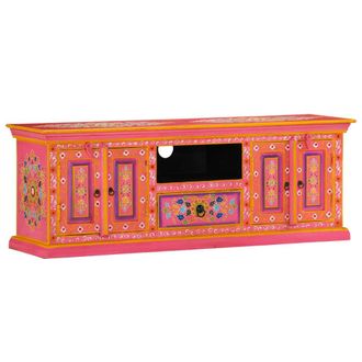 vidaXL Mueble De Tv Madera Maciza De Mango Rosa 110x30x40 Cm Vidaxl