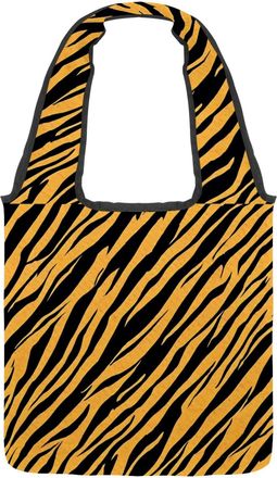Generic Orange Zebra Stripes Reversible Canvas Shoulder Tote - Double-Sided Print, 12oz Cotton, 27cm Drop, Fold-Flat Bag for Travel, Shopping, Street Outings