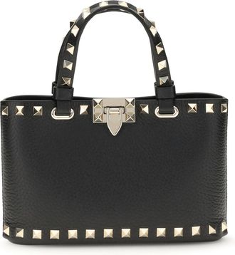 Valentino Garavani Womens Mini Handbag Rockstud Black Calfskin Calf Leather Handbags Hand Bags