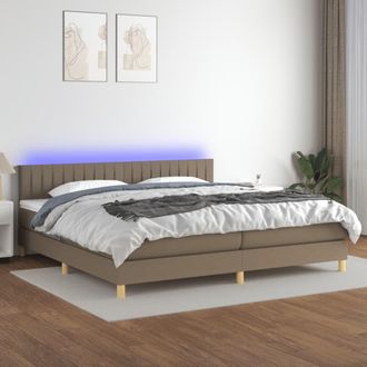 vidaXL Vidaxl - Cama Box Spring Con Colch&oacute;n Led Tela Gris Taupe 200x200 Cm
