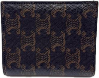Celine Black Brown Coated Canvas Leather Wallet (Bi-Fold) (Pre-Owned)