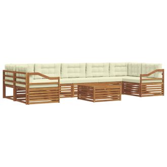 vidaXL Set Di Divani Da Esterno 8 Pz Naturale E Crema Vidaxl