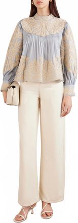 Sea New York Alexandra Long Sleeve Blouse In Blue