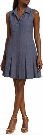 Beach Lunch Lounge Two Pocket Sleeveless Shirtdress in Tweed Blue at Nordstrom Rack, Size X-Small