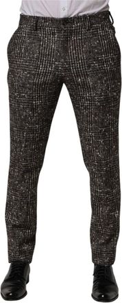 Dolce & Gabbana Suit Trousers, male, Brown, Size: M Wool Plaid Skinny Dress Trouser Pants