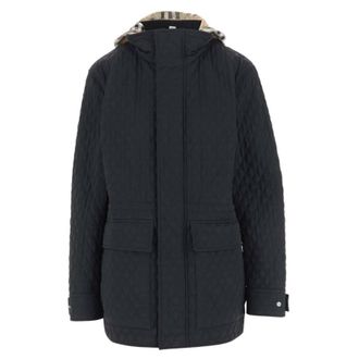 Burberry Check-Pattern Hooded Diamond Quilted Jacket, Size X-Small
