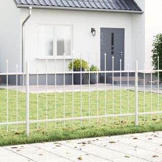 Berkfield Home Fence Panel with Spike Arch Set of 5 White Powder-Coated Steel