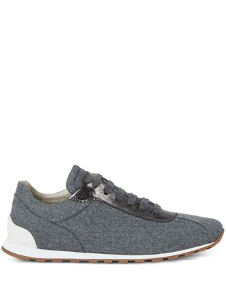 Brunello Cucinelli wool leather sneakers - Grey