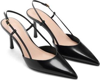 Mango Pointed Toe Slingback Pump in Black at Nordstrom, Size 6.5Us