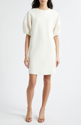 Emporio Armani Vanilla Mixed Media Cotton Blend Double Jersey Dress in Ivory at Nordstrom, Size 10 Us