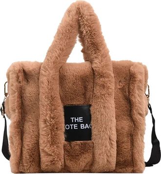 Generic Womens Plush Bags Casual Fur Tote Bag For Women Handbag Autumn Winter Plush Messenger Shopper Female(Light brown)