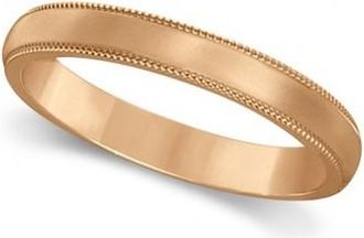 Allurez Milgrain Dome Comfort-Fit Thin Wedding Ring Band 18 Rose Gold (2mm)