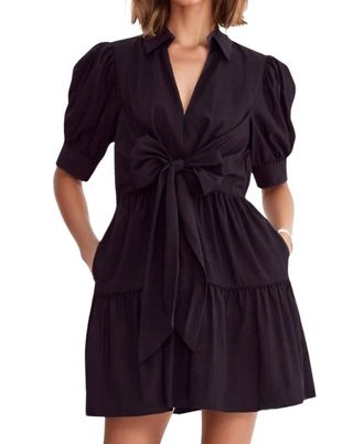 Entro Victoria Front Bow Mini Dress In Black