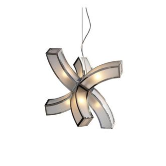 Netlighting Duna E27 Pendant 6 arms 6 Light E27 Chrome White Acrylic in Grey
