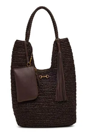 Anne Klein Tapered Woven Tote Bag with Pouch in Espresso at Nordstrom Rack