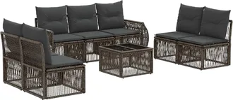 vidaXL Conjunto De Sof&aacute;s De Jard&iacute;n 8 Uds. Gris Y Gris Oscuro Vidaxl