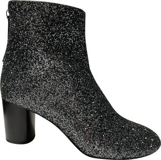 Isabel Marant Ritza Glitter-coated Ankle Boots in Glitter Silver