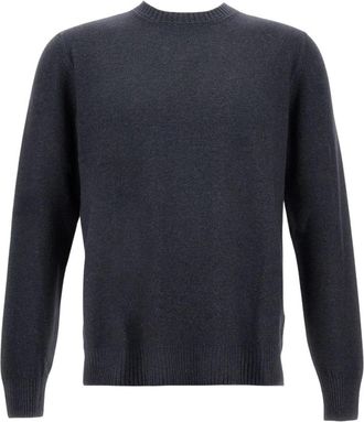 Gran Sasso Maglia girocollo a costine a maniche lunghe - Heren - Ronde hals truien - Grijs - XL - Kasjmier - Truien & Vesten