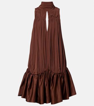 Rotate Tie-neck draped minidress