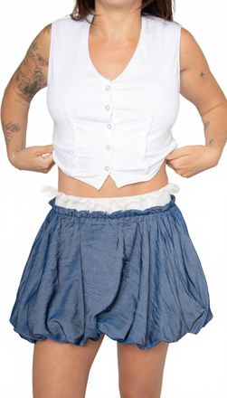 Esth&eacute; Balloon Lace Trim Mini Skirt In Dark Blue
