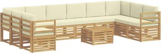 vidaXL Conjunto De Sof&aacute;s De Exterior 11 Uds. Blanco Y Crema Poli&eacute;ster Vidaxl