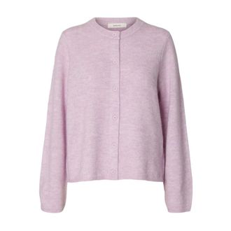 Selected Lulu New Ls Knit Cardigan - Dames - Truien - Paars - Maat: XL Wol