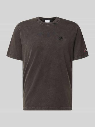 Champion T-Shirt mit Label-Stitching und Rundhalsausschnitt in Black, Gr&ouml;&szlig;e XXL