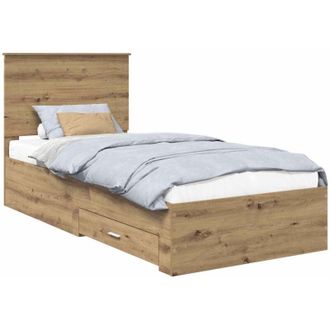 vidaXL Bed Frame with Drawer Artisan Oak 90 x 190 cm Engineered Wood vidaXL