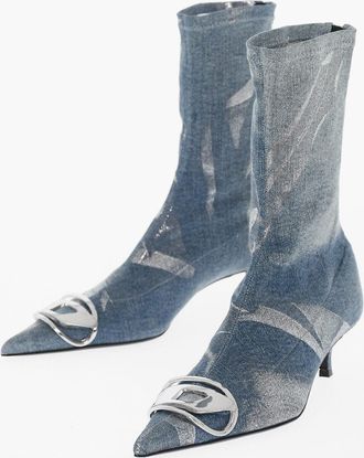 Diesel Stivaletti D-VENU in Denim con Monogram Frontale 5,5cm Diesel