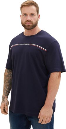 Tom Tailor T-Shirt TOM TAILOR PLUS, Damen, Gr. 5XL, sky captain blau, Single Jersey, Obermaterial: 100% Baumwolle, bedruckt, bequem h&uuml;ftbedeckend, Rundhals, Shir