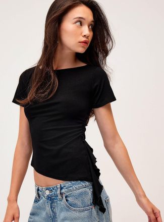 Twik Womens Wavy ruffle fitted asymmetrical T-shirt