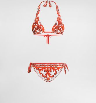 Dolce & Gabbana Triang Imb+slip Fioc - Woman Swimwear Multicolor Fabric 1