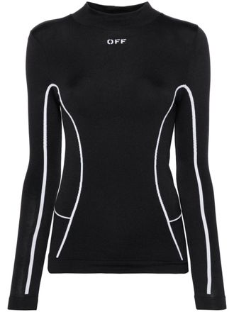 Off-white logo-jacquard top - women - Polyamide/Elastane - S/M - Black