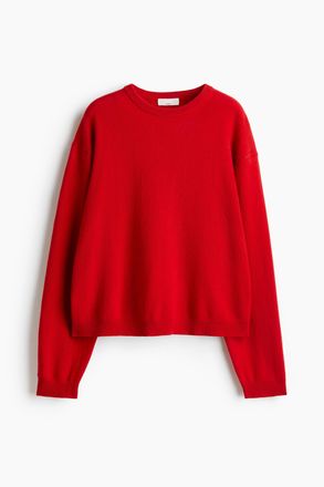 H&M Kaschmirpullover in Feinstrick - Knallrot