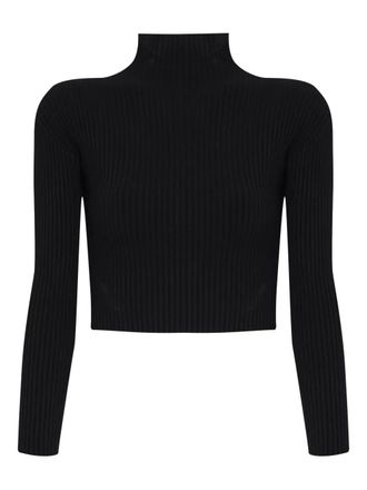 Gloria Coelho ribbed mock-neck top - women - Polyamide/Viscose/Spandex/Elastane - P - Black