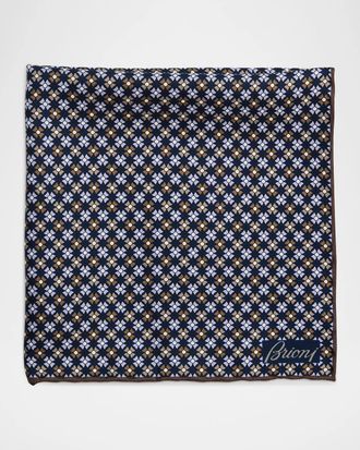 Brioni Men & apos;s Silk Geometric Pocket Square