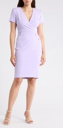 Calvin Klein V-Neck Button Sheath Dress in Opal at Nordstrom Rack, Size 12