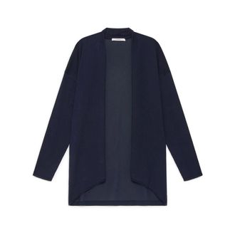 Maliparmi Cardigans, female, Blue, Size: L Silk Cotton Dark Blue Cardigan