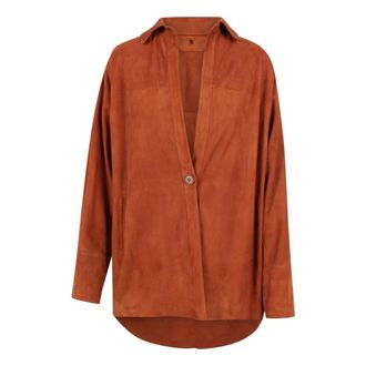 Salvatore Santoro Shirts, female, Orange, Size: S Single-button suede jacket