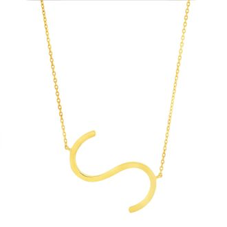 MAX + STONE 14k Yellow Gold Plated Sterling Silver Large Sideways Block Initial Letter